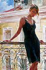 Garmash Canvas Paintings - Afternoon on the Balcony